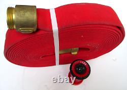 UFS Red 50' Fire Hose 1-1/2 Brass Couplers+Water Nozzle NEW safe property tool