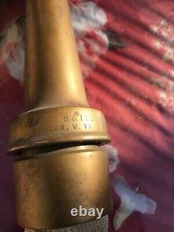 Underwriters Laboratories Vintage Fire Hose Brass Nozzle 100ft Unlined