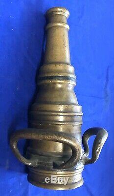 Unusual Vintage Heavy Brass Double Handle Nozzle by FABRIC FIRE HOSE COMPANY