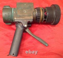 Used AKRON NPSH 95 GPM Pistol Grip Brass DC DK MR Fire Nozzle 1 3/4 dia