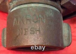 Used AKRON NPSH 95 GPM Pistol Grip Brass DC DK MR Fire Nozzle 1 3/4 dia
