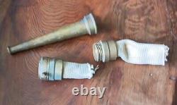 VINTAGE 10 Inch BRASS FIRE HOSE NOZZLE & COUPLERS 2 HOSE THREADED ENDS