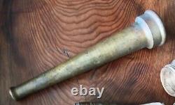 VINTAGE 10 Inch BRASS FIRE HOSE NOZZLE & COUPLERS 2 HOSE THREADED ENDS