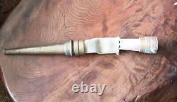 VINTAGE 10 Inch BRASS FIRE HOSE NOZZLE & COUPLERS 2 HOSE THREADED ENDS