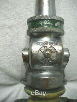 VINTAGE AKRON HEAVY BRASS FIRE DEPT FIREFIGHTING HOSE NOZZLE WithHANDLES & 3/4 TIP