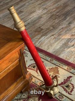 VINTAGE BRASS 31 FIRE TRUCK HOSE Play Pipe NOZZLE Decorative Side Mount BIG RED