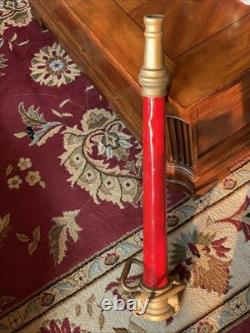 VINTAGE BRASS 31 FIRE TRUCK HOSE Play Pipe NOZZLE Decorative Side Mount BIG RED