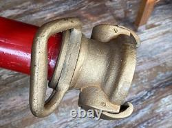 VINTAGE BRASS 31 FIRE TRUCK HOSE Play Pipe NOZZLE Decorative Side Mount BIG RED