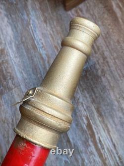 VINTAGE BRASS 31 FIRE TRUCK HOSE Play Pipe NOZZLE Decorative Side Mount BIG RED