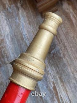 VINTAGE BRASS 31 FIRE TRUCK HOSE Play Pipe NOZZLE Decorative Side Mount BIG RED