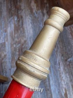 VINTAGE BRASS 31 FIRE TRUCK HOSE Play Pipe NOZZLE Decorative Side Mount BIG RED