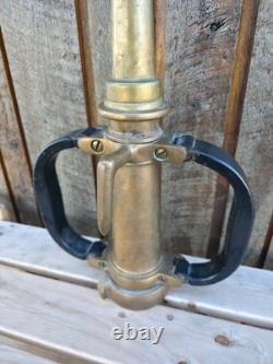 VINTAGE LARGE Brass Fire Rescue Nozzle AKRON MFG CANADA LTD Measures 21