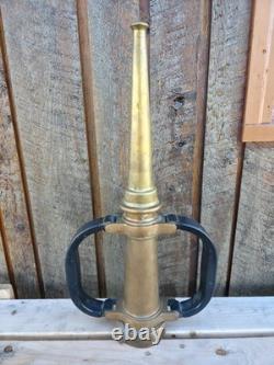 VINTAGE LARGE Brass Fire Rescue Nozzle AKRON MFG CANADA LTD Measures 21