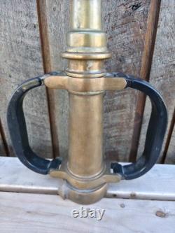 VINTAGE LARGE Brass Fire Rescue Nozzle AKRON MFG CANADA LTD Measures 21