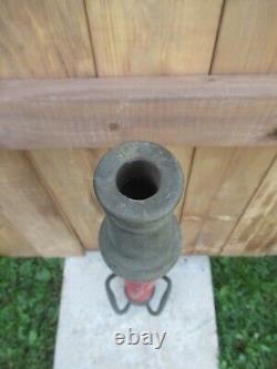 VINTAGE Old Red Brass Fire Hose Nozzle Spout UNDERWRITER 30 1/2