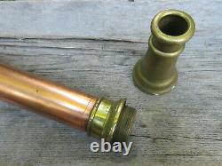 Vintage 112 Revere Rubber Fire Hose & Nozzle 30 dual handle Copper and Brass