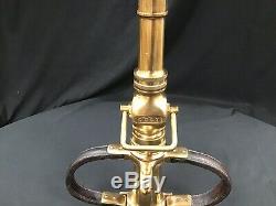 Vintage 18 Solid Brass Colt Fire Nozzle 2 1/2 Diameter Inlet Leather Handles