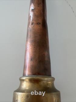 Vintage 25 Brass & Copper Fire Hose Nozzle Threaded End Antique Firefighter