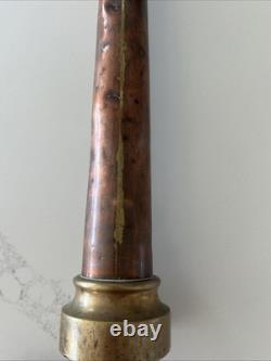 Vintage 25 Brass & Copper Fire Hose Nozzle Threaded End Antique Firefighter