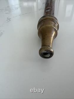 Vintage 25 Brass & Copper Fire Hose Nozzle Threaded End Antique Firefighter