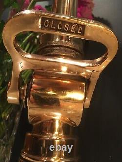 Vintage 2 1/2 In. Wooster Polished Brass / 11/4 Tip With Shut Off Fire Nozzle 16 H