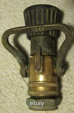Vintage 2 Elkhart Brass Mfg. Co. Solid brass fire hose nozzle. #L200 SOS