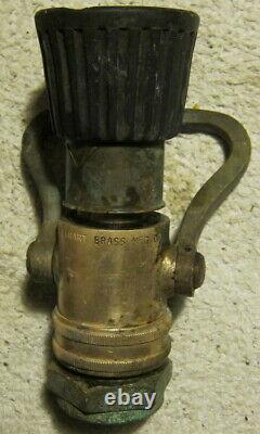 Vintage 2 Elkhart Brass Mfg. Co. Solid brass fire hose nozzle. #L200 SOS