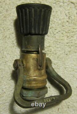 Vintage 2 Elkhart Brass Mfg. Co. Solid brass fire hose nozzle. #L200 SOS