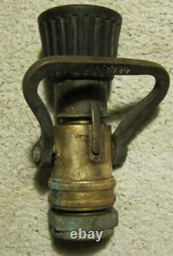 Vintage 2 Elkhart Brass Mfg. Co. Solid brass fire hose nozzle. #L200 SOS