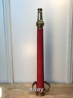 Vintage 30 In. Brass Red Cord W. D. ALLEN MFG. CO. Chicago Fire Nozzle