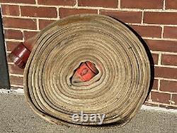 Vintage 50' FIRE HOSE Boston, NFD Brass Couplings RePurpose