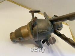 Vintage AKRON 1.50 NPSH BRASS FIRE HOSE NOZZLE TWO HANDED SWIVEL Ball with Handles