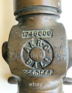 Vintage AKRON Brass Fire Hose Nozzle with ELKHART Tip FREE Shipping