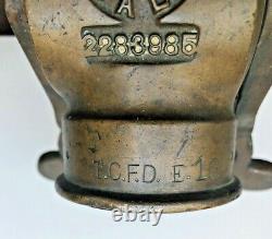 Vintage AKRON Brass Fire Hose Nozzle with ELKHART Tip FREE Shipping