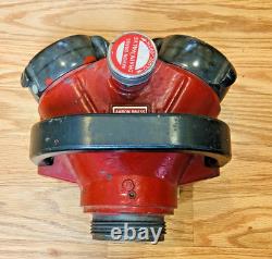 Vintage AKRON Brass Fire Hose Siamese Clapper Adapter Valve Hydrant Splitter NY