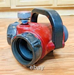 Vintage AKRON Brass Fire Hose Siamese Clapper Adapter Valve Hydrant Splitter NY