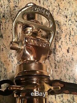 Vintage ALFCO 21/2 In. Leather Hd. Brass Play Pipe With Shut Off Fire Nozzle