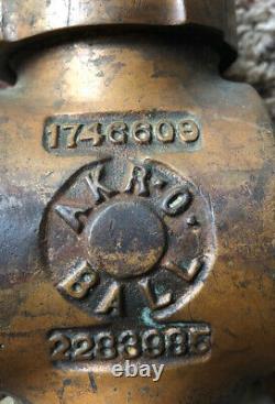 Vintage Akro Ball Fire Hose Nozzle Akron 1930s Heavy Duty Brass