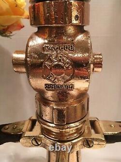 Vintage Akron 21/2 In. With Akro Ball Shut Off & Tip / Leather Hds. Fire Nozzle