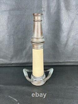 Vintage Akron Brass 2 1/2 In. Fire Nozzle 15 In. H, White Cord, 11/8 In. Tip