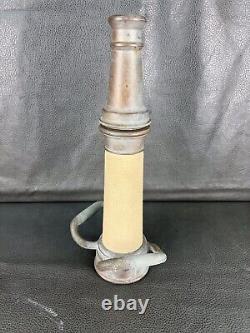 Vintage Akron Brass 2 1/2 In. Fire Nozzle 15 In. H, White Cord, 11/8 In. Tip