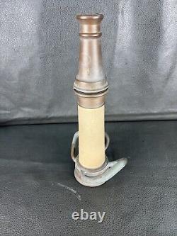 Vintage Akron Brass 2 1/2 In. Fire Nozzle 15 In. H, White Cord, 11/8 In. Tip