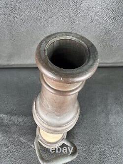 Vintage Akron Brass 2 1/2 In. Fire Nozzle 15 In. H, White Cord, 11/8 In. Tip