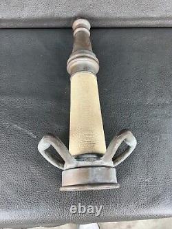 Vintage Akron Brass 2 1/2 In. Fire Nozzle 15 In. H, White Cord, 11/8 In. Tip