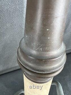 Vintage Akron Brass 2 1/2 In. Fire Nozzle 15 In. H, White Cord, 11/8 In. Tip