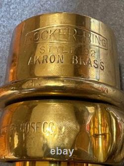 Vintage Akron Brass Fire Hose Coupling Brass Rocker Ring Lug Beautiful Piece