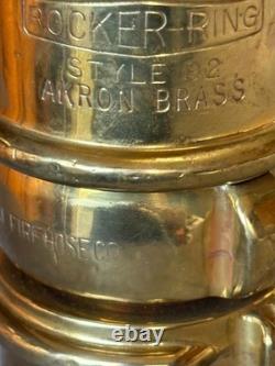 Vintage Akron Brass Fire Hose Coupling Brass Rocker Ring Lug Beautiful Piece