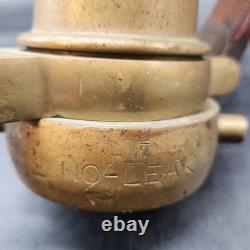 Vintage Akron Brass Fire Nozzle 15.25 Dual Leather Handles Patent 2127188