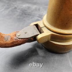 Vintage Akron Brass Fire Nozzle 15.25 Dual Leather Handles Patent 2127188