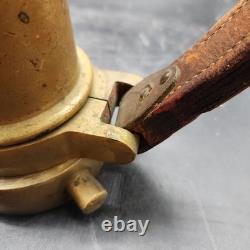 Vintage Akron Brass Fire Nozzle 15.25 Dual Leather Handles Patent 2127188